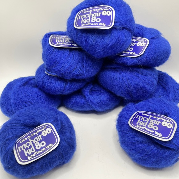 Laine de Schaffhouse Other - Laine de Schaffhouse Mohair Kid 80 Yarn Blue Swiss Made 10 Skeins